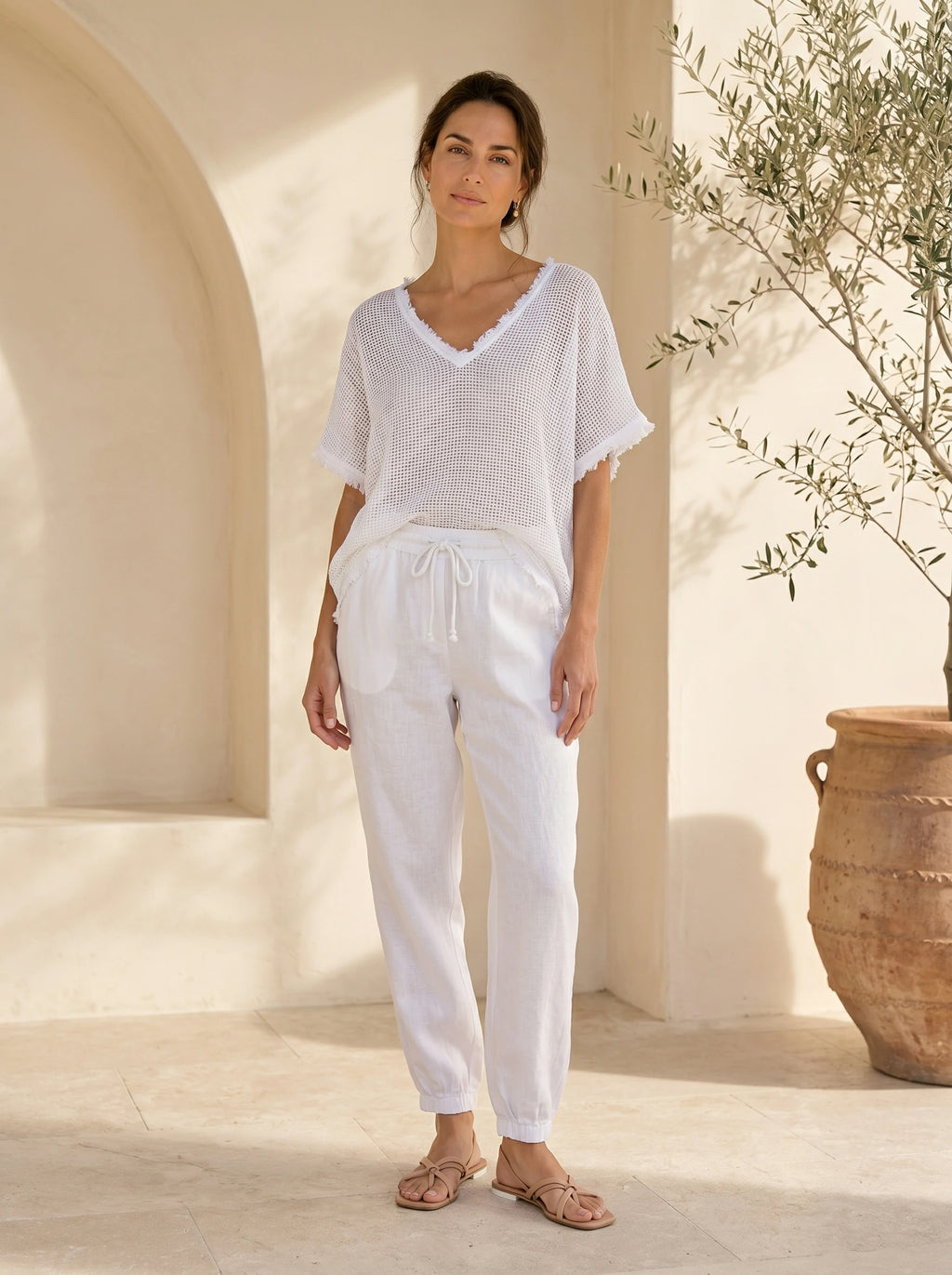 Italian Linen Open Weave Top