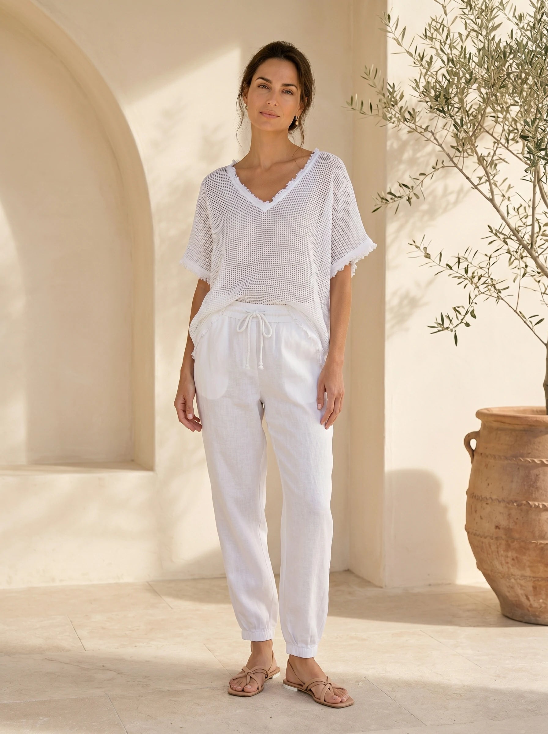 Italian Linen Open Weave Top