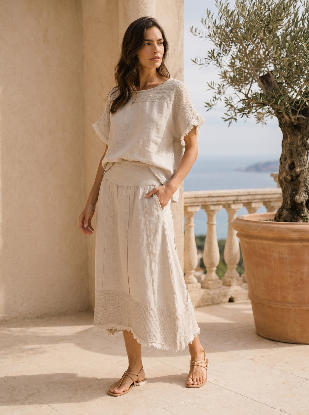 Chelsea Linen Cotton Open Weave Top