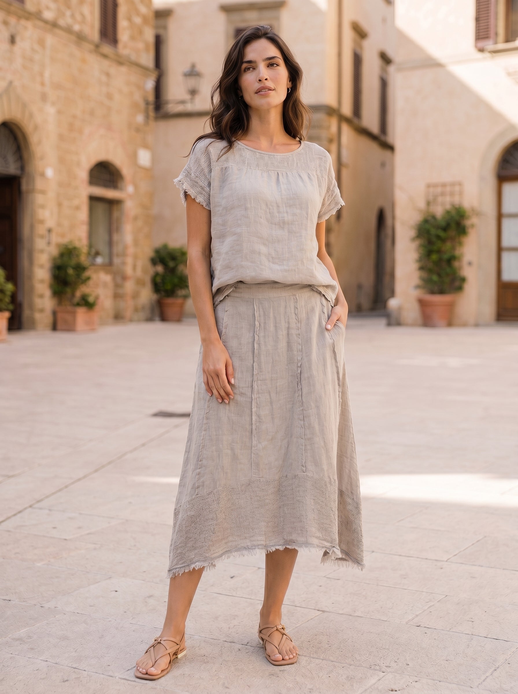 Chelsea Linen Cotton Open Weave Top