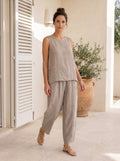 Kenya Italian Linen Button Back Top