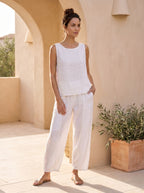 Kenya Italian Linen Button Back Top
