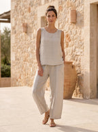 Kenya Italian Linen Button Back Top